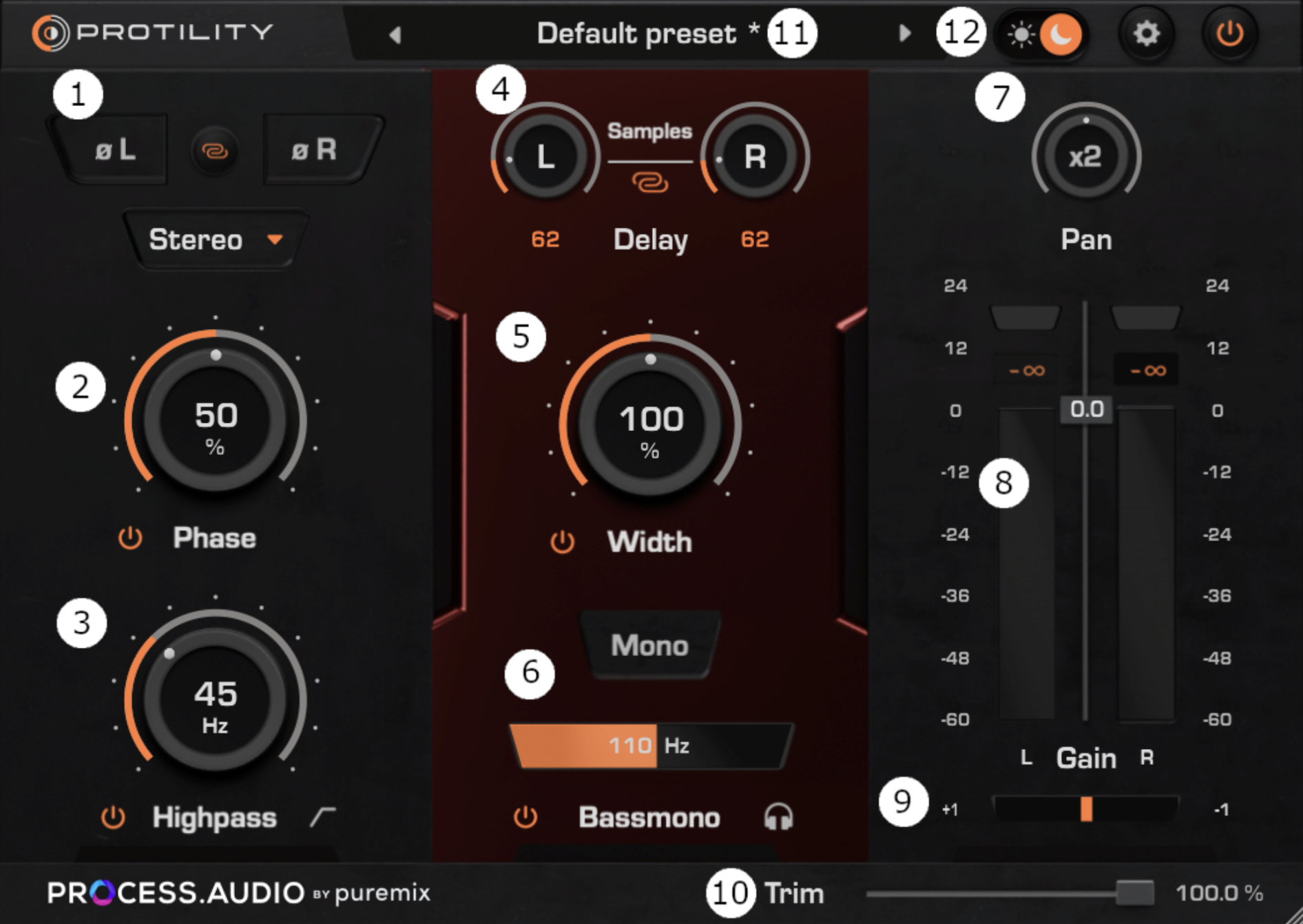 Protility main controls